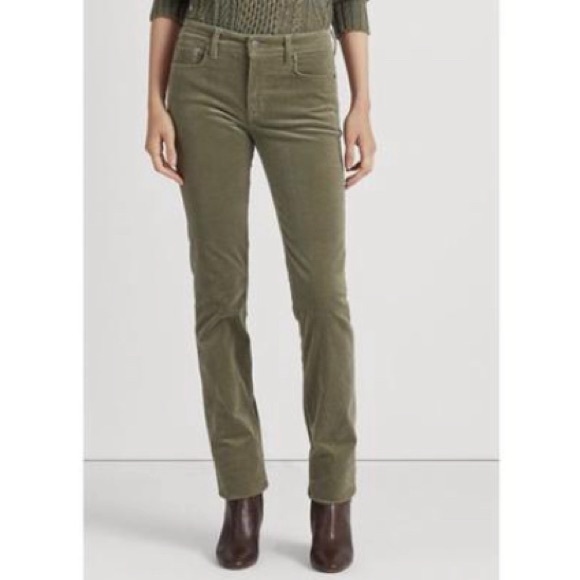 Lauren Ralph Lauren Stretch Corduroy Straight Pants, Green,...